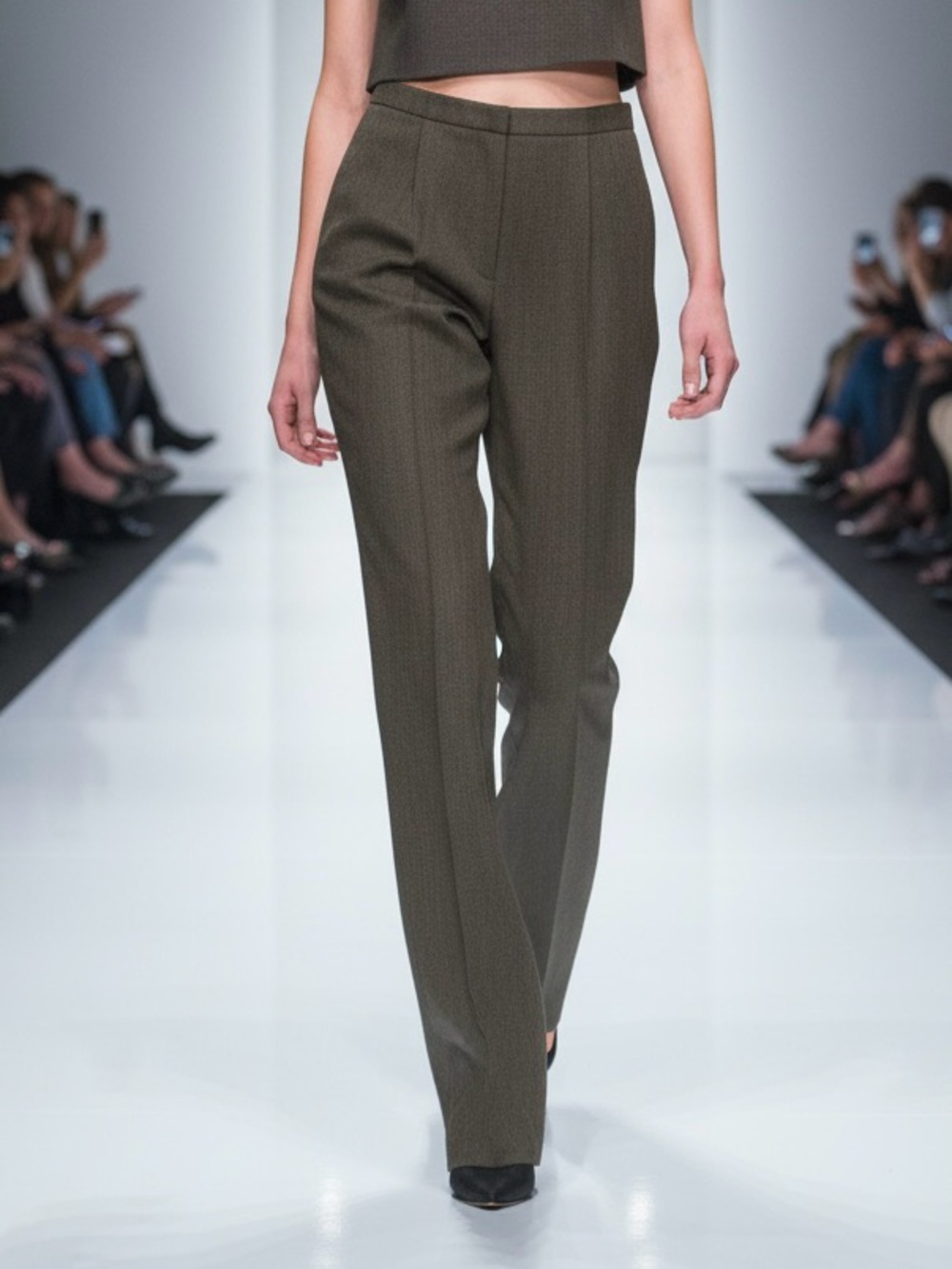 Classic Collection Birdseye Tailored Trousers - EU 36 / US 4 - Dark Olive Brown